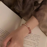 Orange-Pink Natural Pearl Strawberry Quartzen Gradient Bracelet